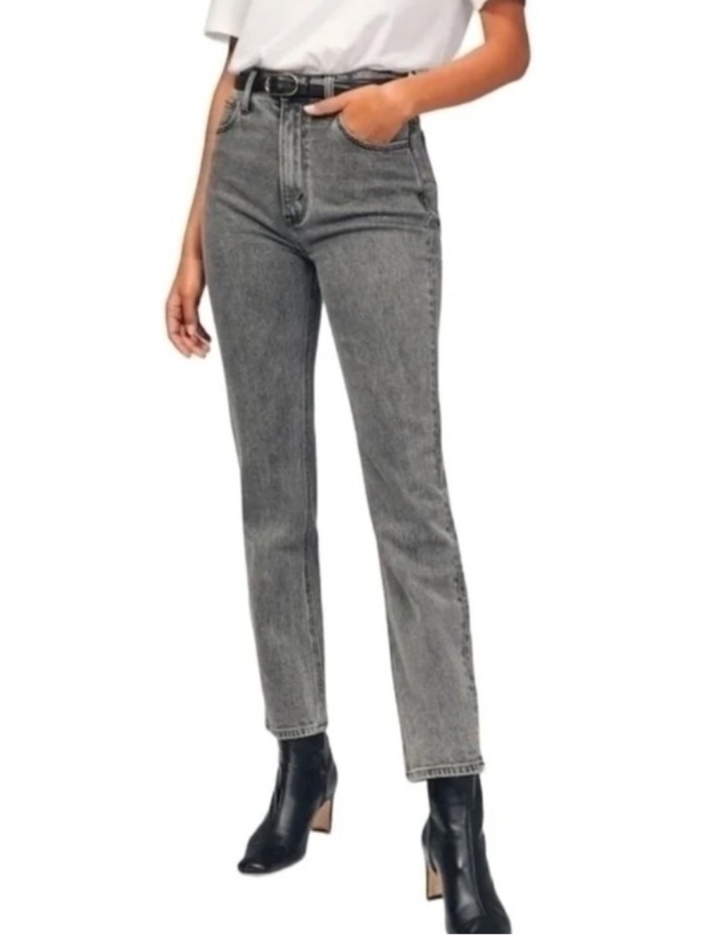 Abercrombie & Fitch The Ankle Straight Ultra High Rise Gray Jeans Size 26/2